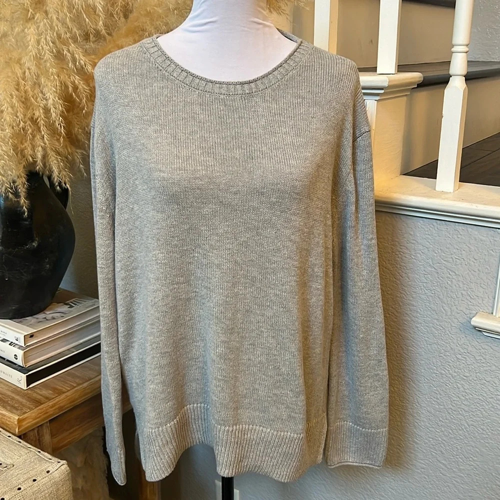 Ella Moss Women's Gray Cozy Knit Crew Neck Sweater Size Large - Picture 2 of 7